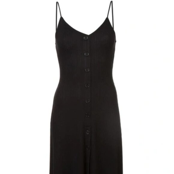 Reformation Ribbed Button Down Knit Midi Casey Dress in black - Picture 9 of 13